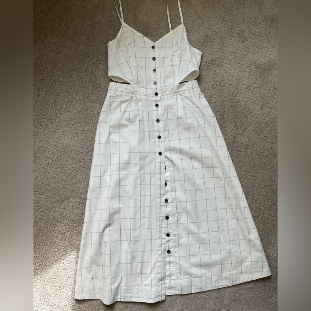 Madewell White Grid Midi Dress
